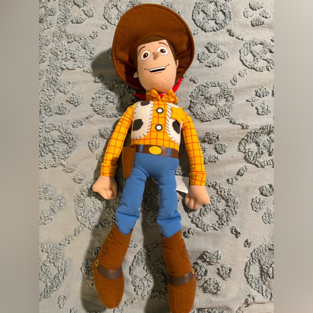 Disney Woody Cowboy Plush Toy with Brown Hat and Blue Outfit
